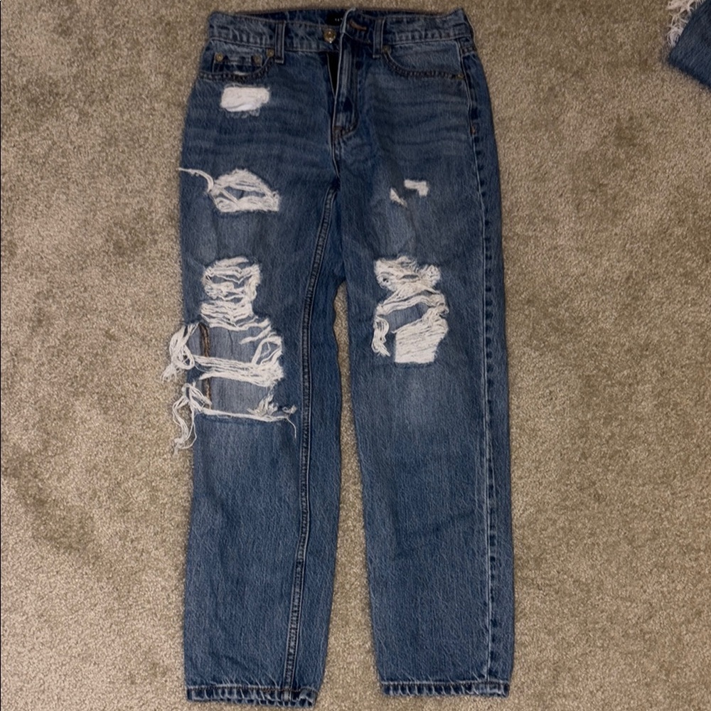 Distressed Blue Jeans